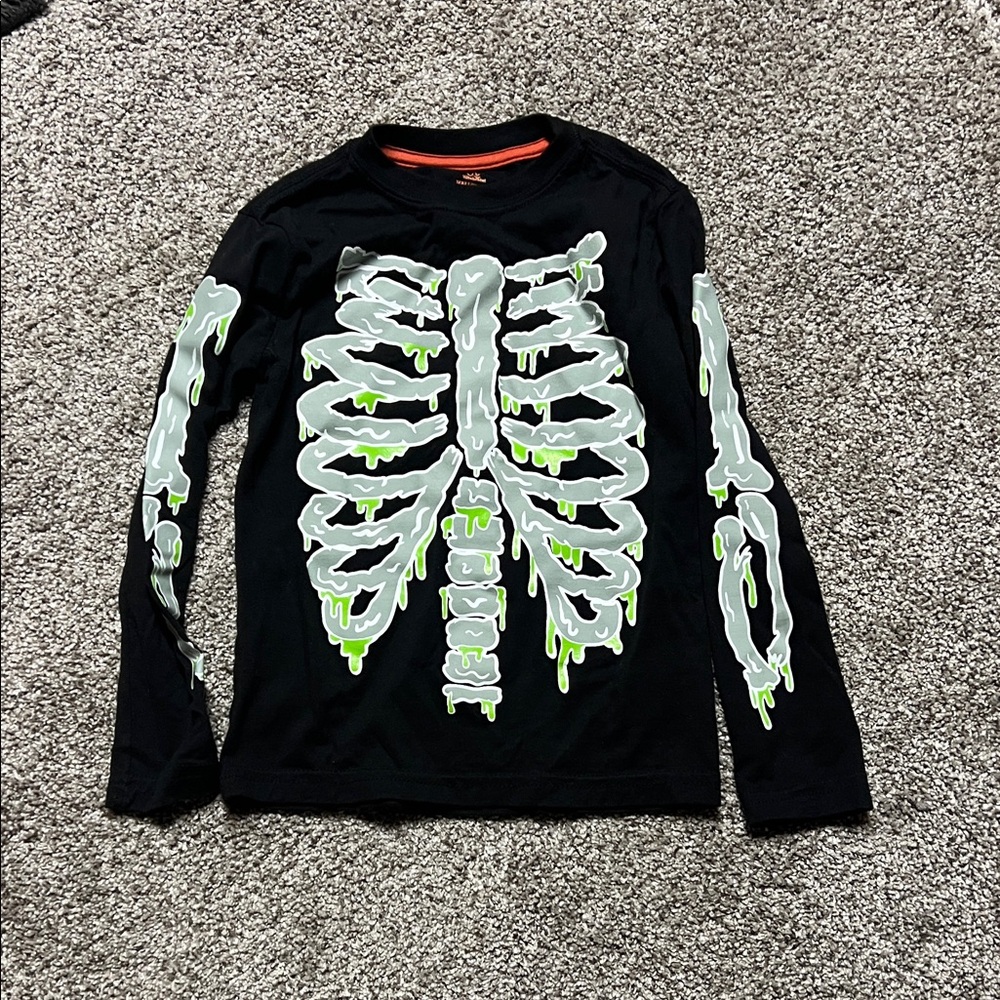 Kids Skeleton Glow-in-the-Dark Shirt - Black and Green